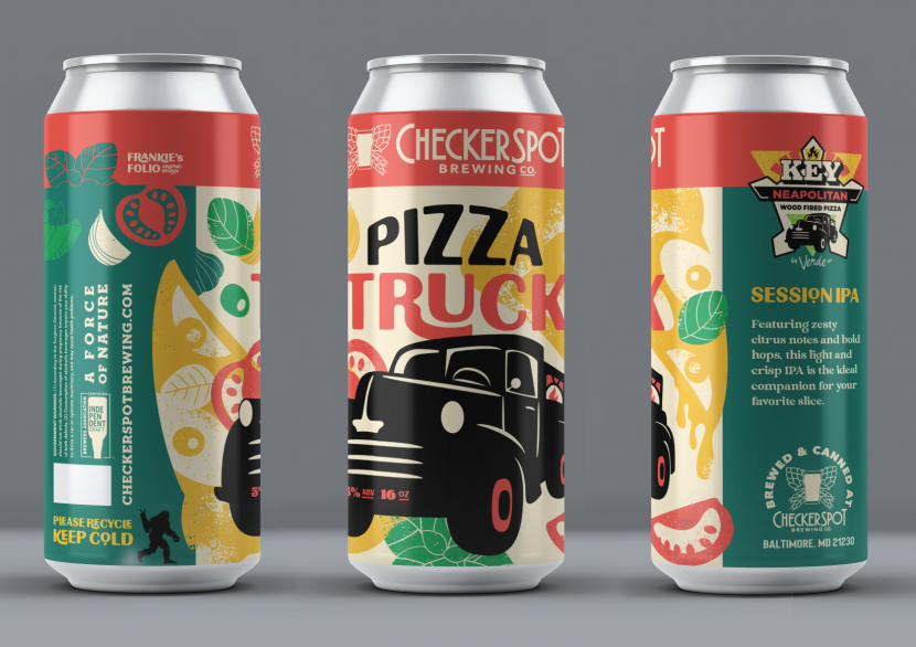 Pizza Truck Session IPA by Checkspot Brewing, Label design by Frankie's Folio